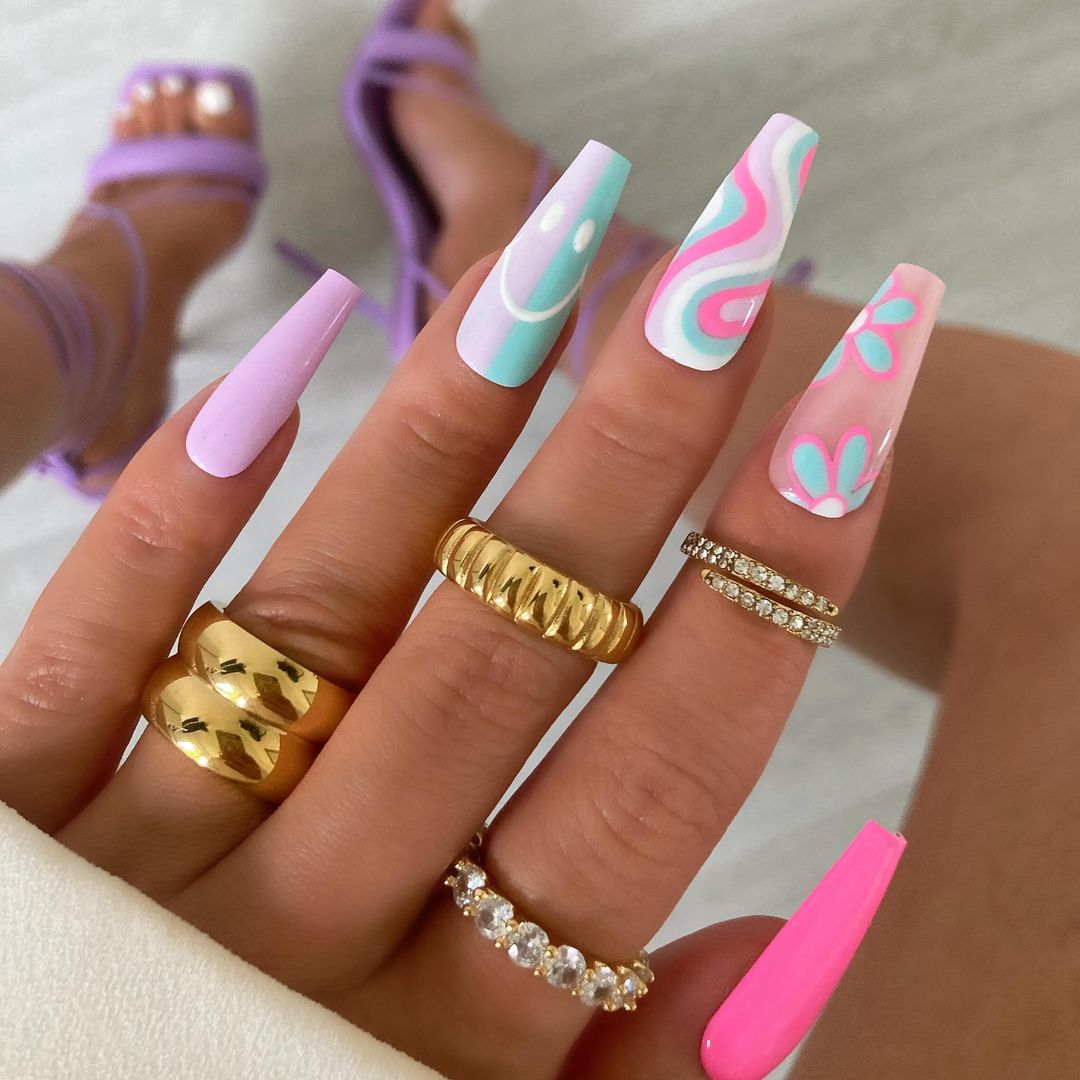 Pastel Swirl Nail Design