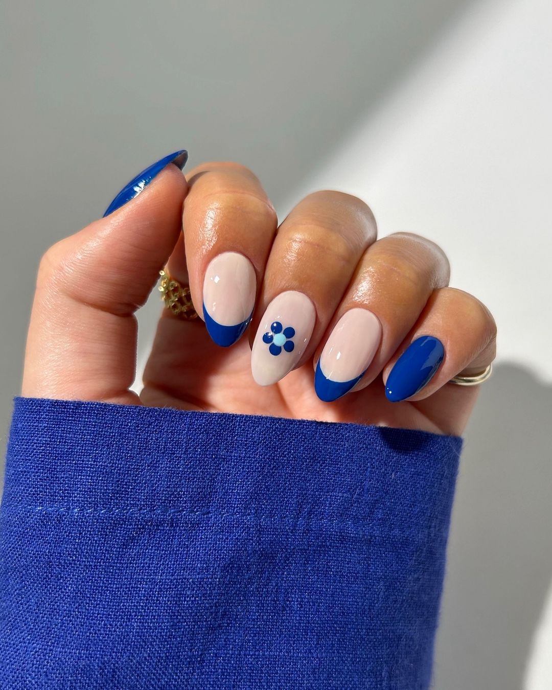 Electric Blue Accent Nail Design