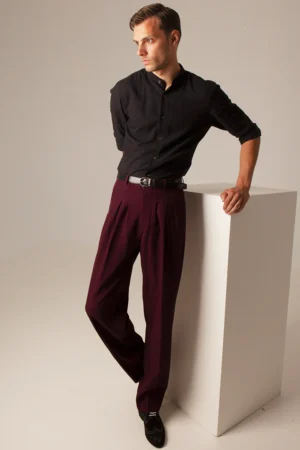 Burgundy Pants with Black Shirt