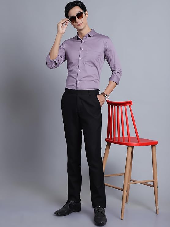 Purple Shirt with Black Pant