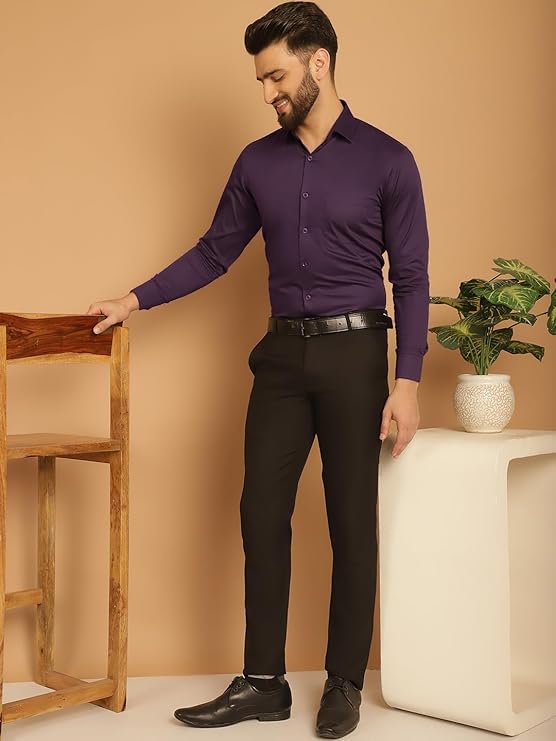 Purple Shirt with Brown Pants