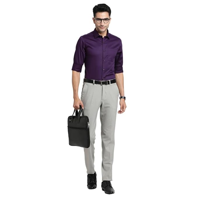 Purple Shirt with Gray Pants