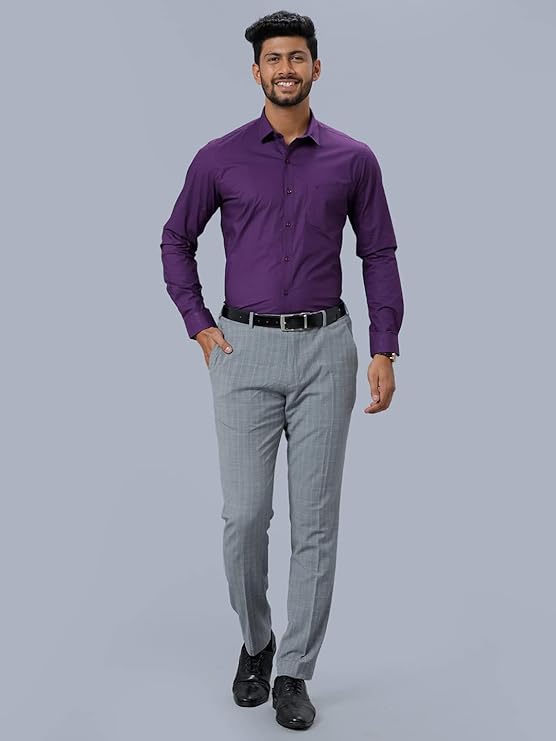 Purple Shirt with Patterned Pants