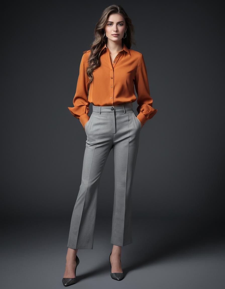 Clove Color Shirt with Gray Pant For Women