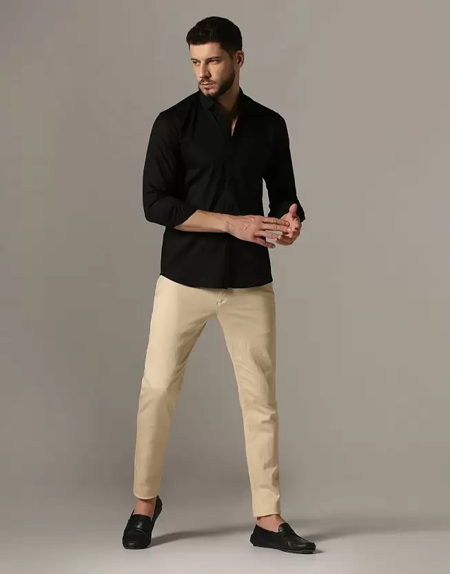 Cream Pant with Black Shirt