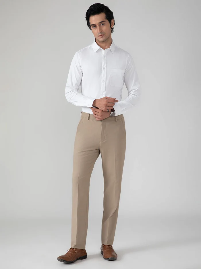 Cream Pant with White Shirt