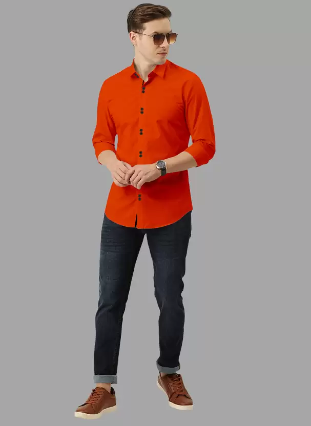 Orange Shirt with Black Jeans