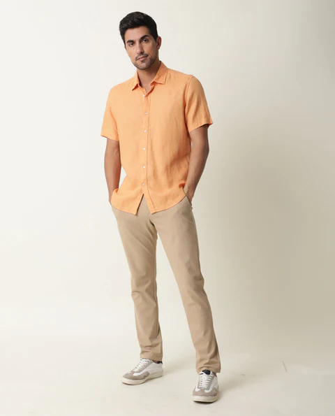 Orange Shirt with Khaki Pants