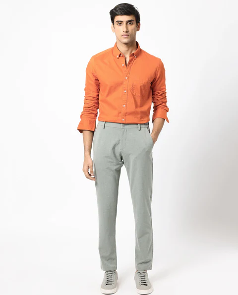 Orange Shirt with Gray Pants