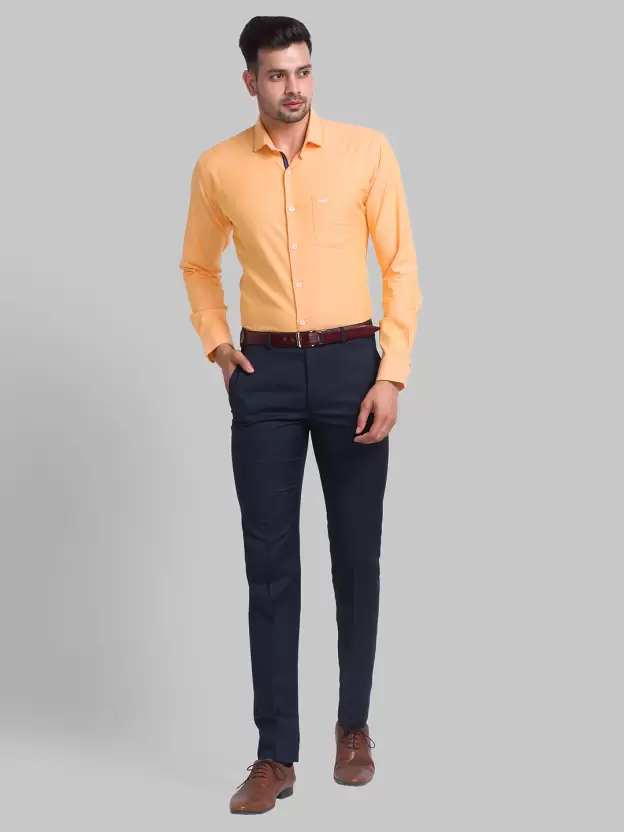 Orange Shirt with Navy Blue Pants