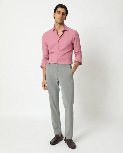 Pink Shirt with Gray Pants