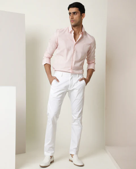 Pink Shirt with White Pants