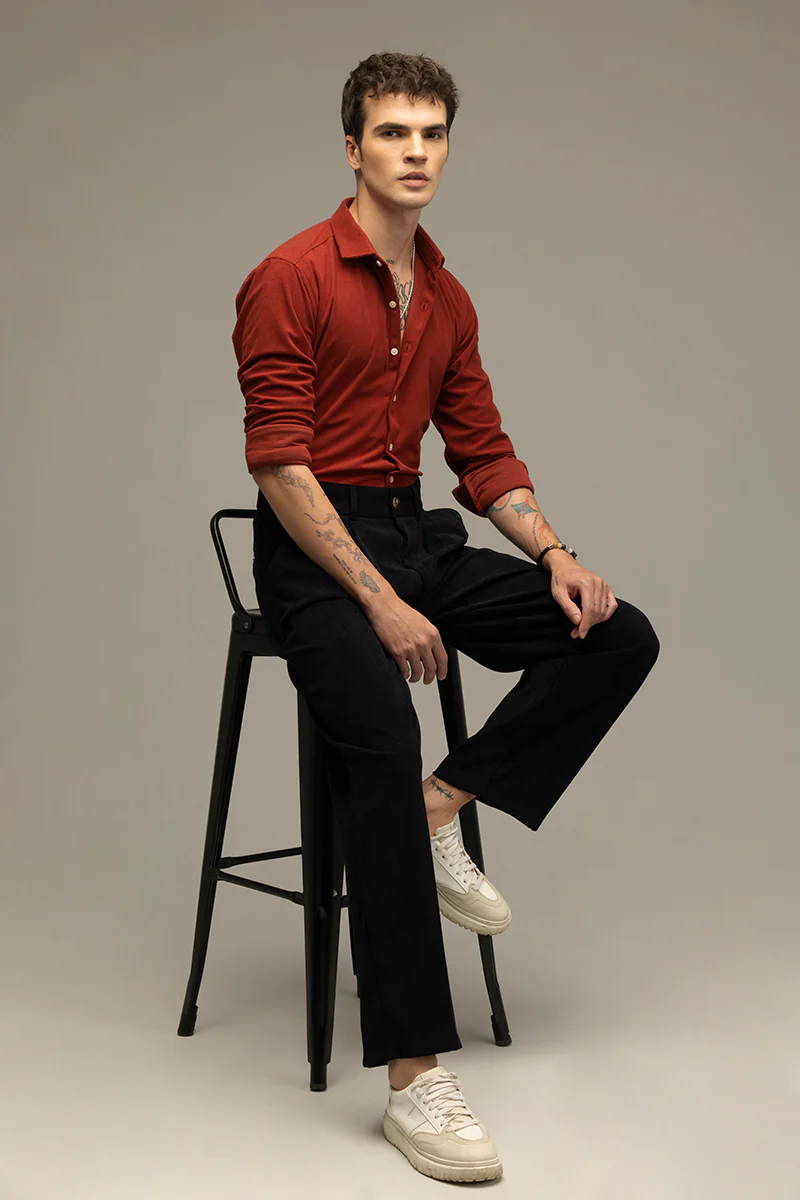 Red Shirt with Black Pants