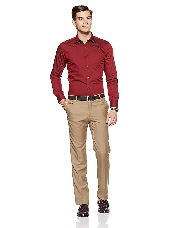 Red Shirt with Brown Pants