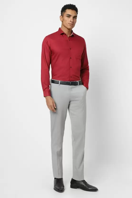 Red Shirt with Grey Pants