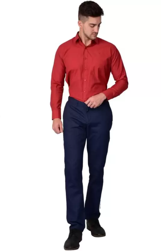 Red Shirt with Navy Blue Pant