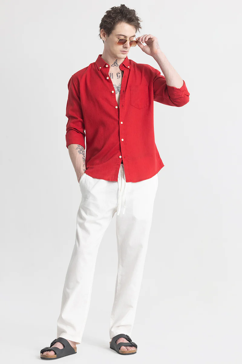 Red Shirt with White Pants