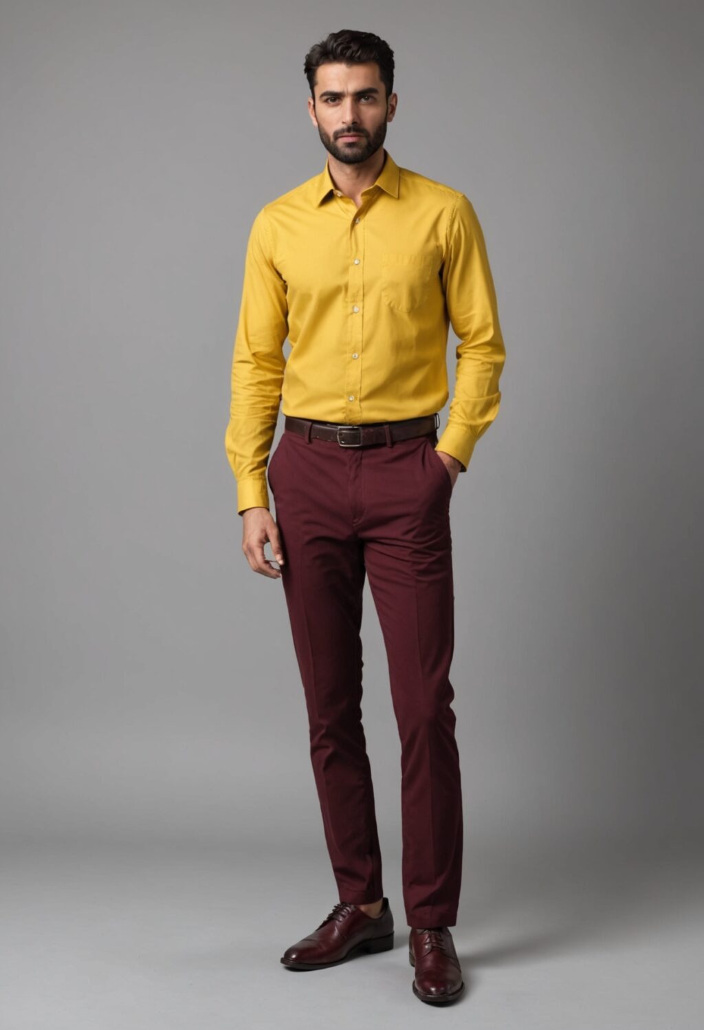 Yellow Shirt with Burgundy Pant