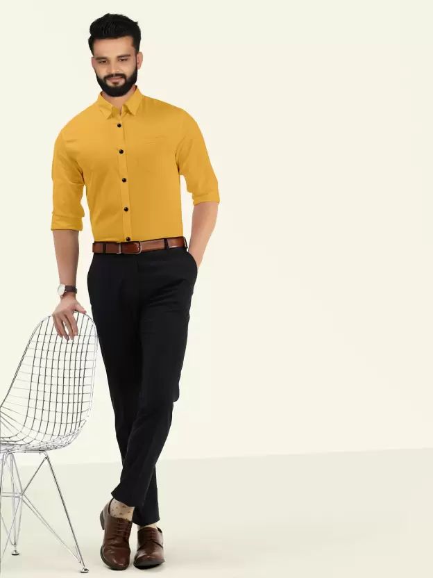 Yellow Shirt with Black Pant