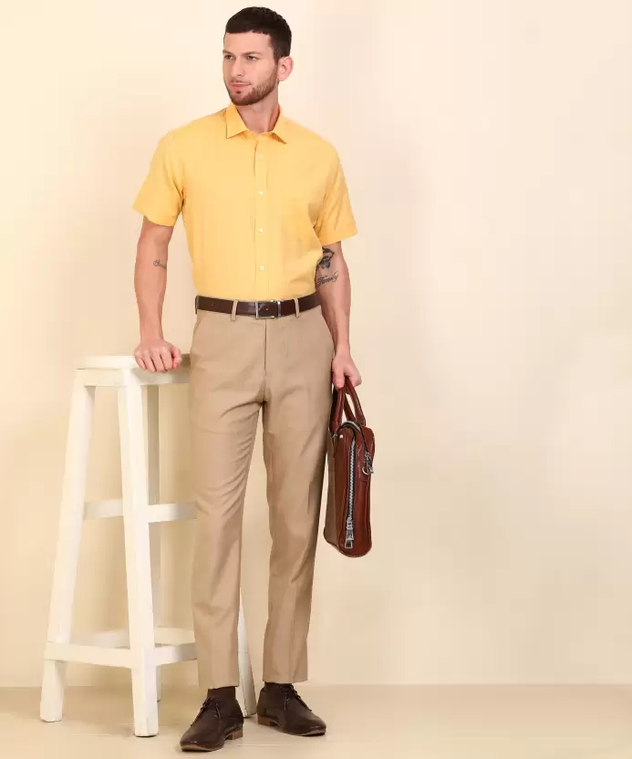 Yellow Shirt with Khaki Pant