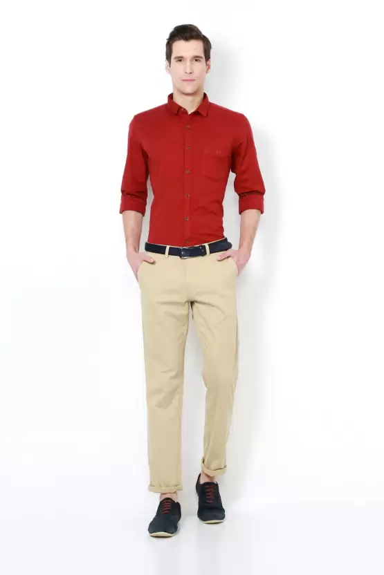 Brown Pants with Red Shirt