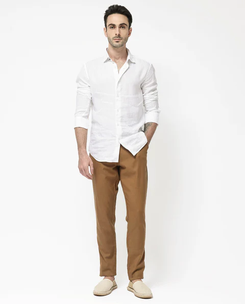 Brown Pant with White Shirt