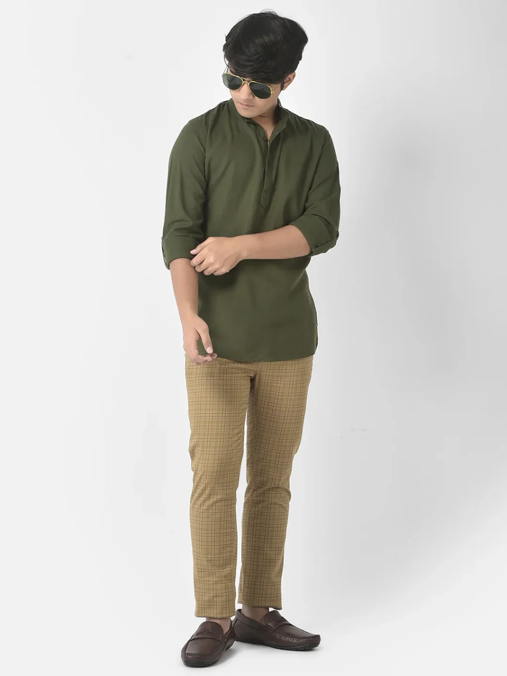 Brown Pant with Olive Green Shirt