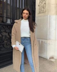 The Classic Camel Coat + White Sweater + Jea